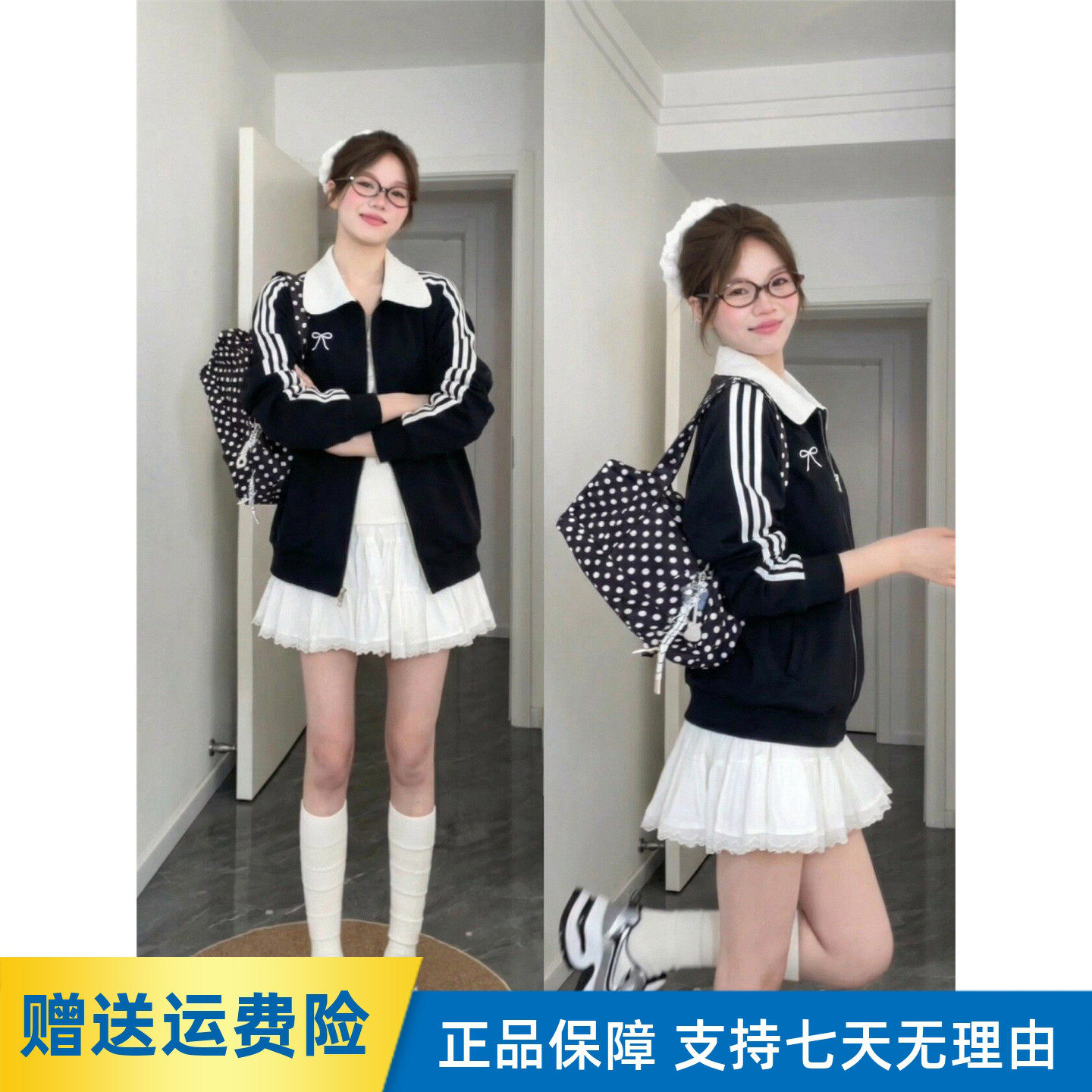韩系黑色开衫卫衣外套女2026新款春季设计感小众薄款翻领夹克上衣