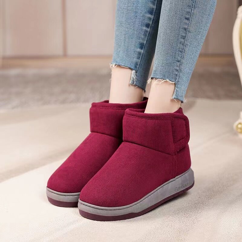 冬季加厚绒男女款保暖高帮包跟棉拖鞋居家外穿防滑厚底中老年棉鞋