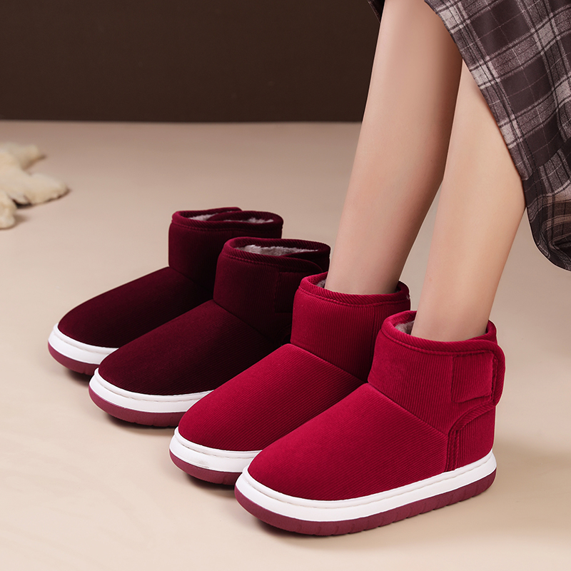 中老年人手工包跟棉拖鞋加绒保暖男款居家用厚底防滑妈妈棉鞋女冬