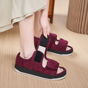 妈妈凉鞋女夏防滑软底宽头脚胖脚肿大拇指外翻中老年人亚麻凉拖鞋