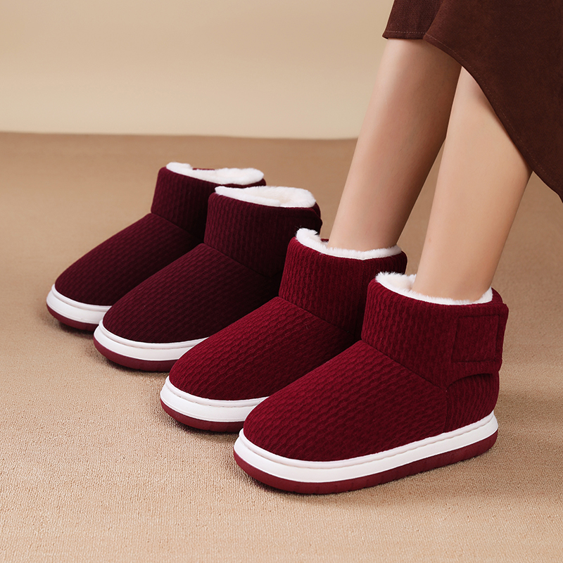 冬季加绒加厚棉鞋女包跟厚底室内居家保暖鞋妈妈中老年人鞋棉拖鞋
