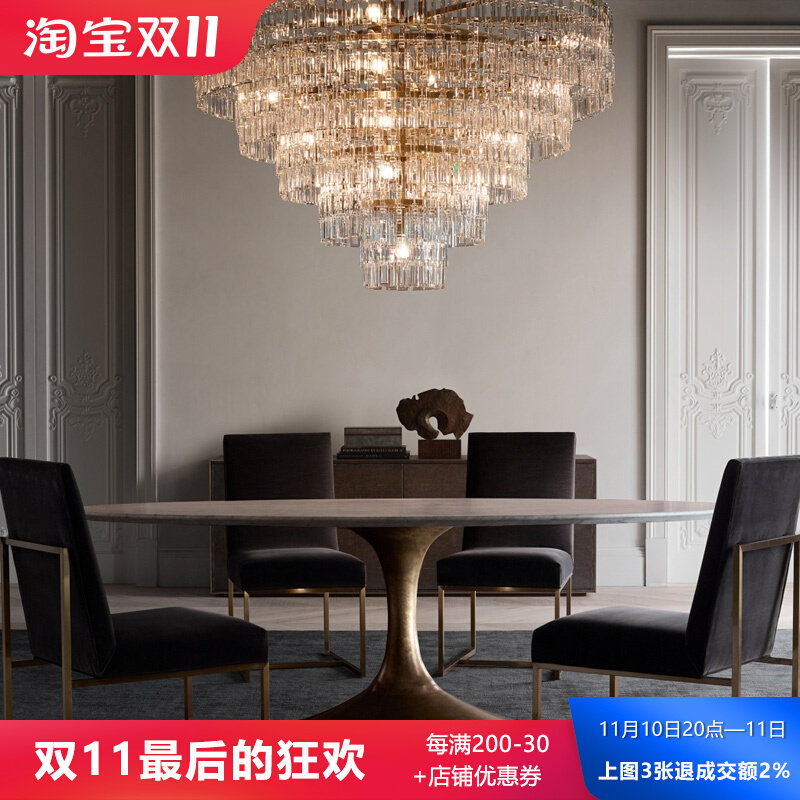 后现代水晶客厅全铜吊灯创意酒店餐厅别墅挑高软装灯简约大气_虎窝淘
