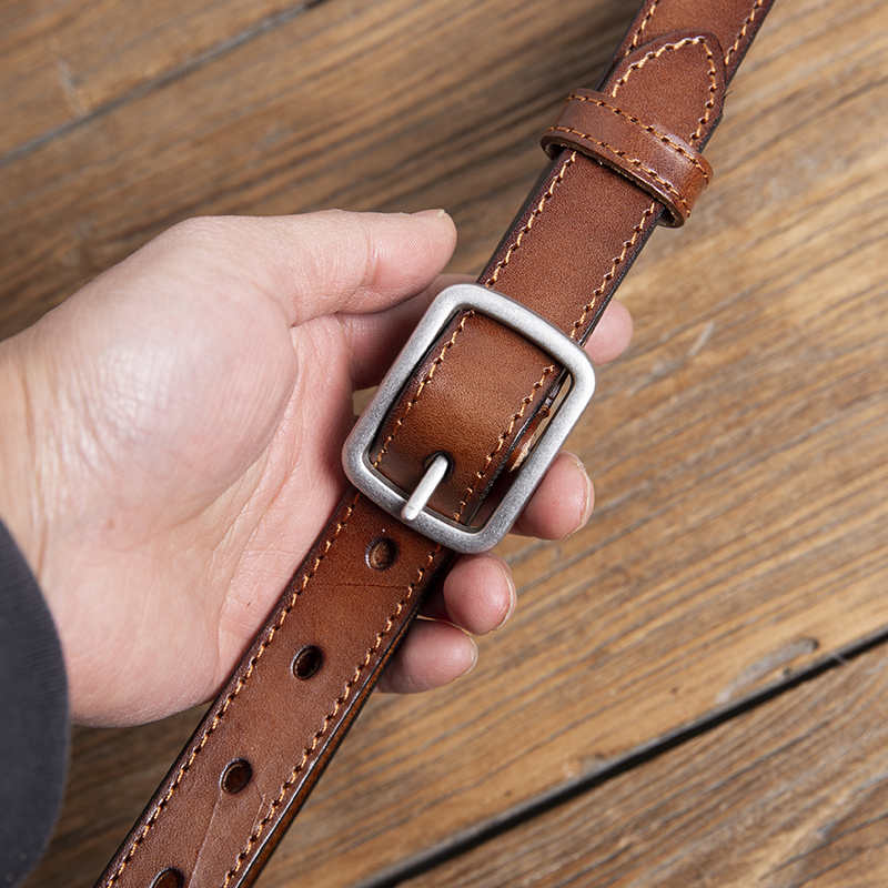 夏季细款钢扣皮带女真皮百搭