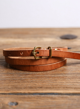 1cm细款皮带女真皮针扣头层牛皮腰带百搭韩版头层牛皮夏季裤带软