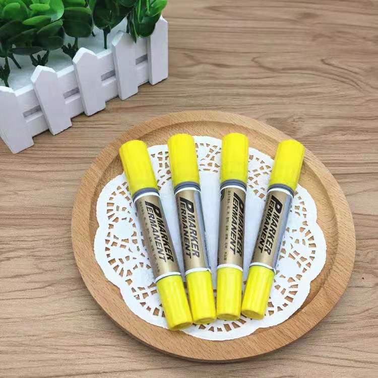 黄色白色记号笔大头笔油性马克笔