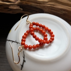 Серьги 南红玛瑙耳环滴水耳坠凉山柿子红耳环手工耳环新品南红玛瑙耳环女