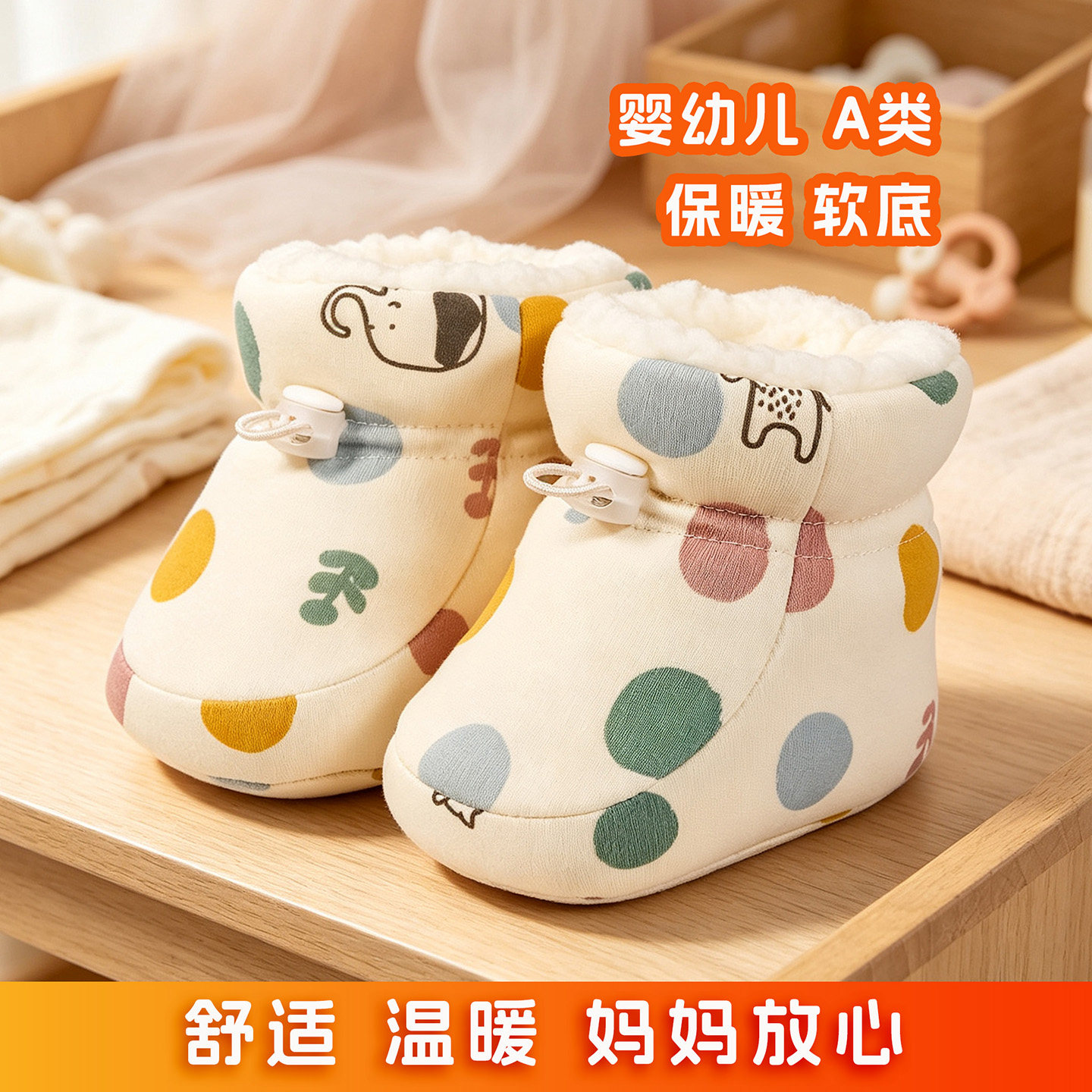 巧巧牛步前鞋冬季棉鞋婴儿鞋