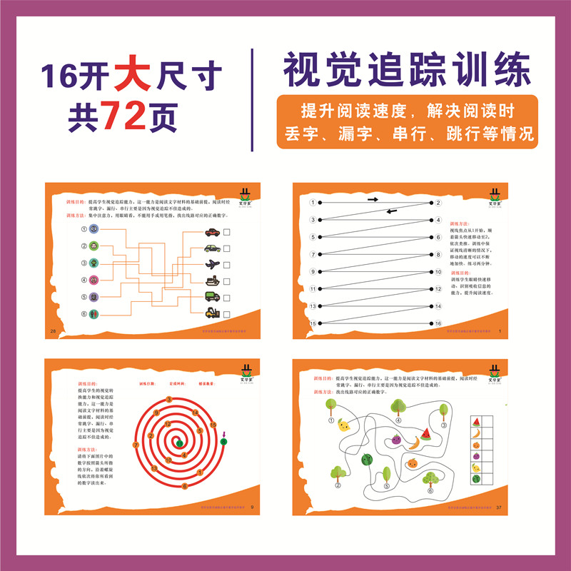 儿童幼儿园视觉追踪分辨感统训练玩具学习困难漏字跳字快速阅读卡