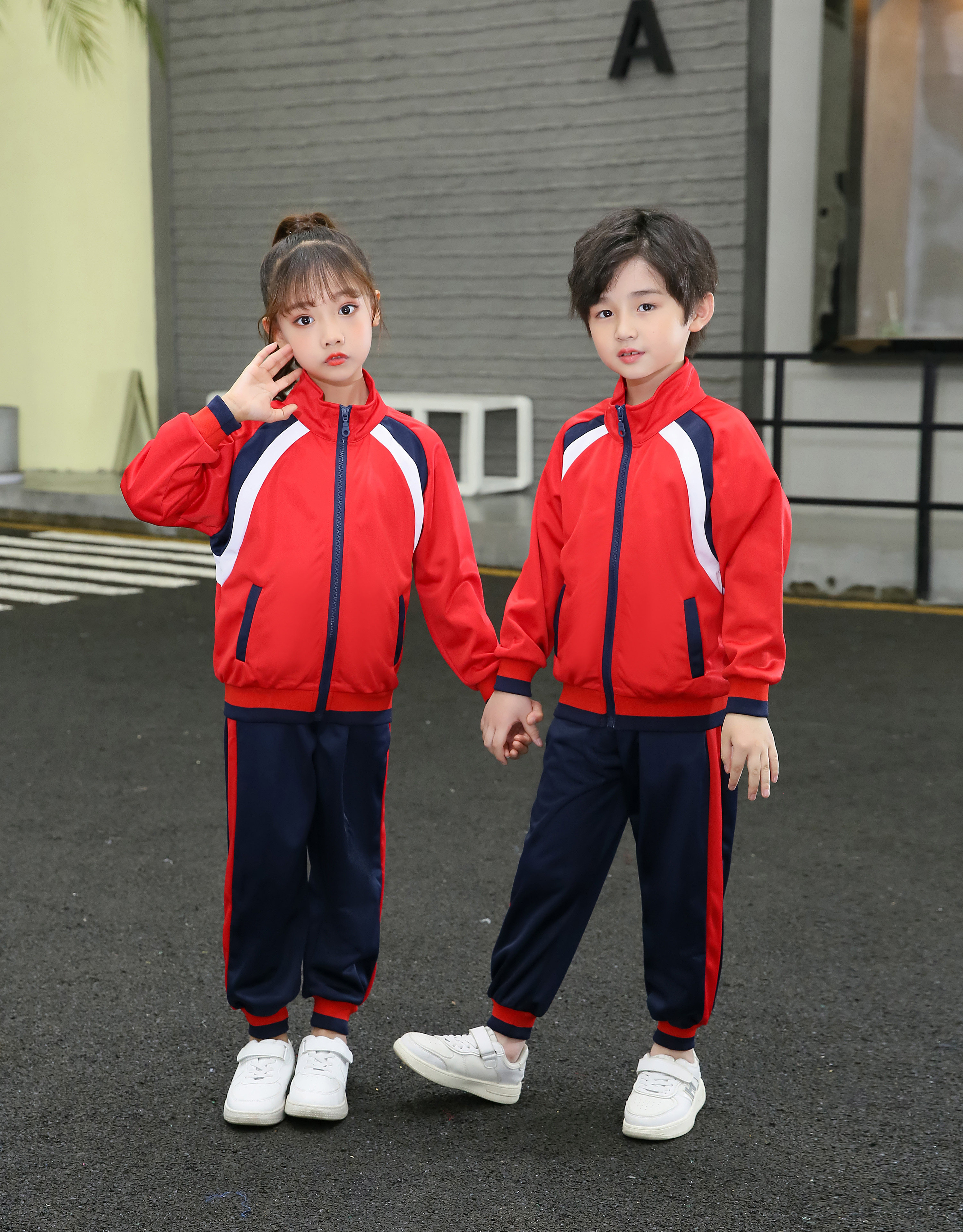 2022新款幼儿园园服小学生校服春夏撞色拼接套装团购定做厂家直销