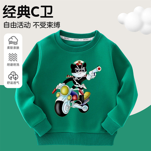 黑猫警长服装秋季卡通印花儿童圆领卫衣男童长袖打底女童新款上衣