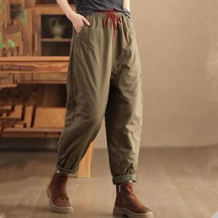 一线品牌清仓尾货外贸女轻薄羽绒棉裤 加厚夹棉外穿秋冬保暖哈伦裤