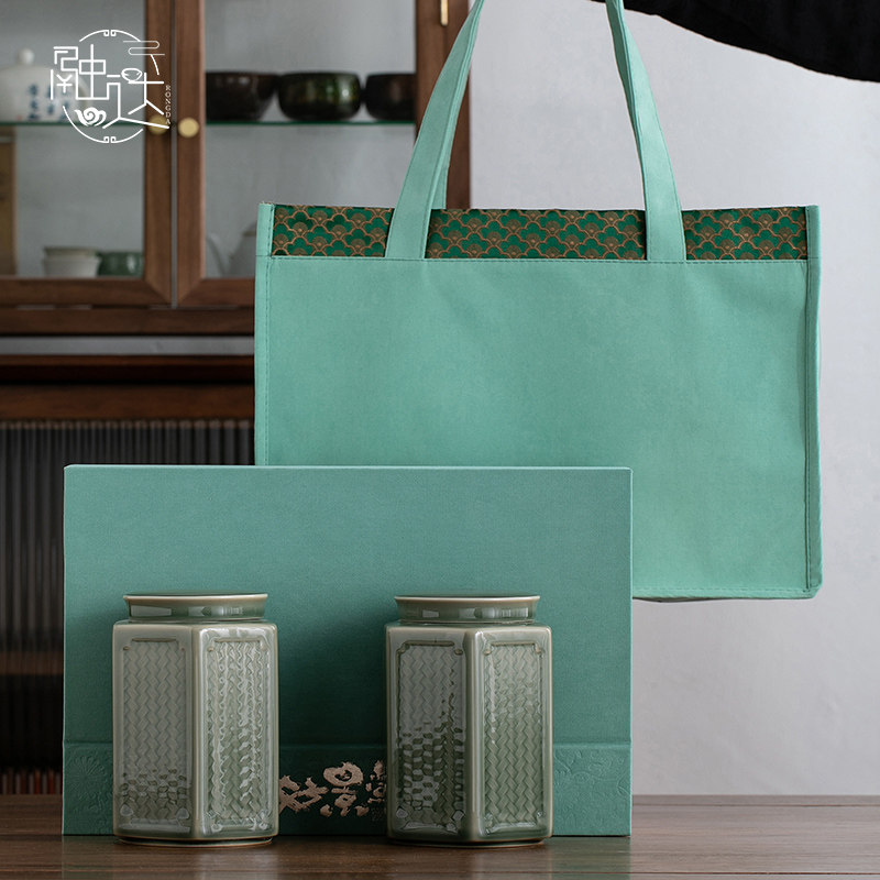 新中式陶瓷茶叶包装盒空礼盒高档通用绿茶龙井碧螺春毛尖白毫银针,餐饮具,茶叶罐,淘宝优惠券,粉丝福利购,淘宝优惠卷