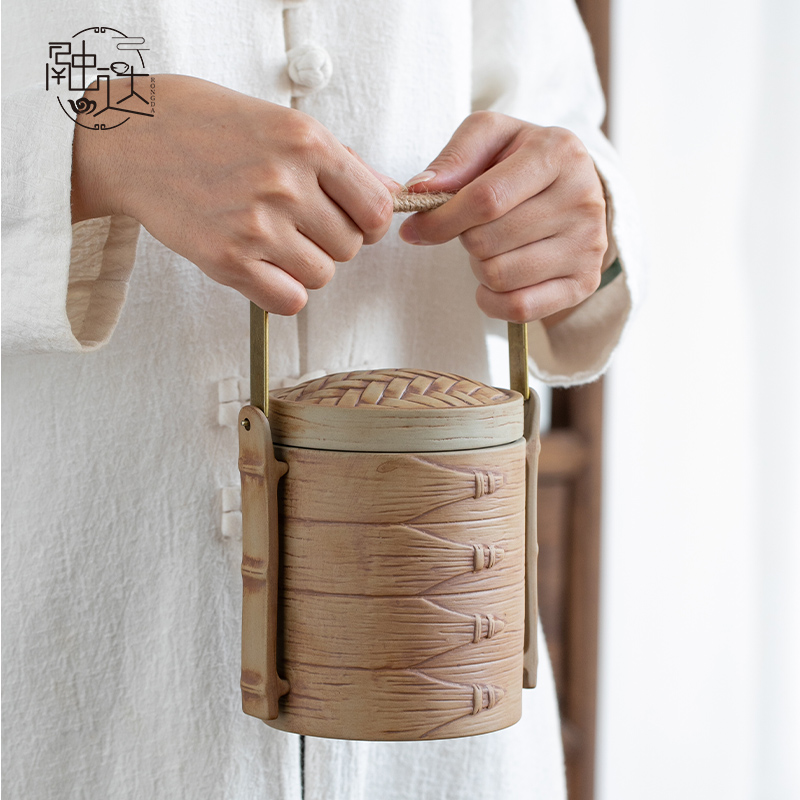 陶瓷防潮中式风摆件茶叶罐子