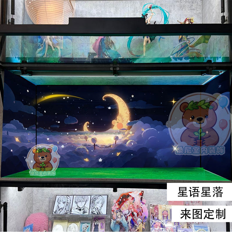 星星人手办柜背景贴盲盒宇航员展示柜玄关柜海报壁纸自粘来图定制,家居饰品,软装墙贴,淘宝优惠券,粉丝福利购,淘宝优惠卷