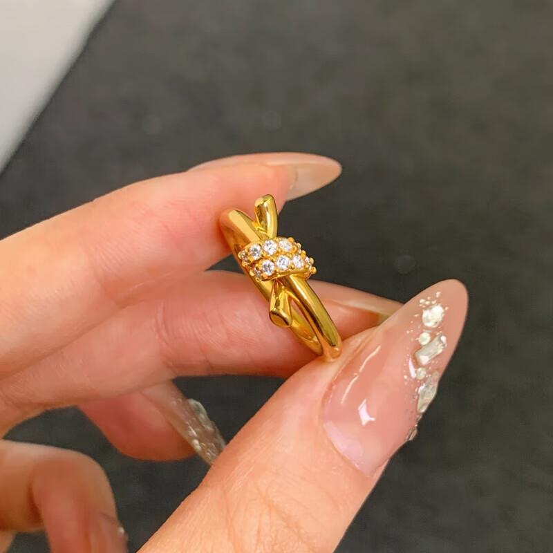 蝴蝶结黄金戒指999足金绳结固口指环女戒水贝新款送女友生日礼物