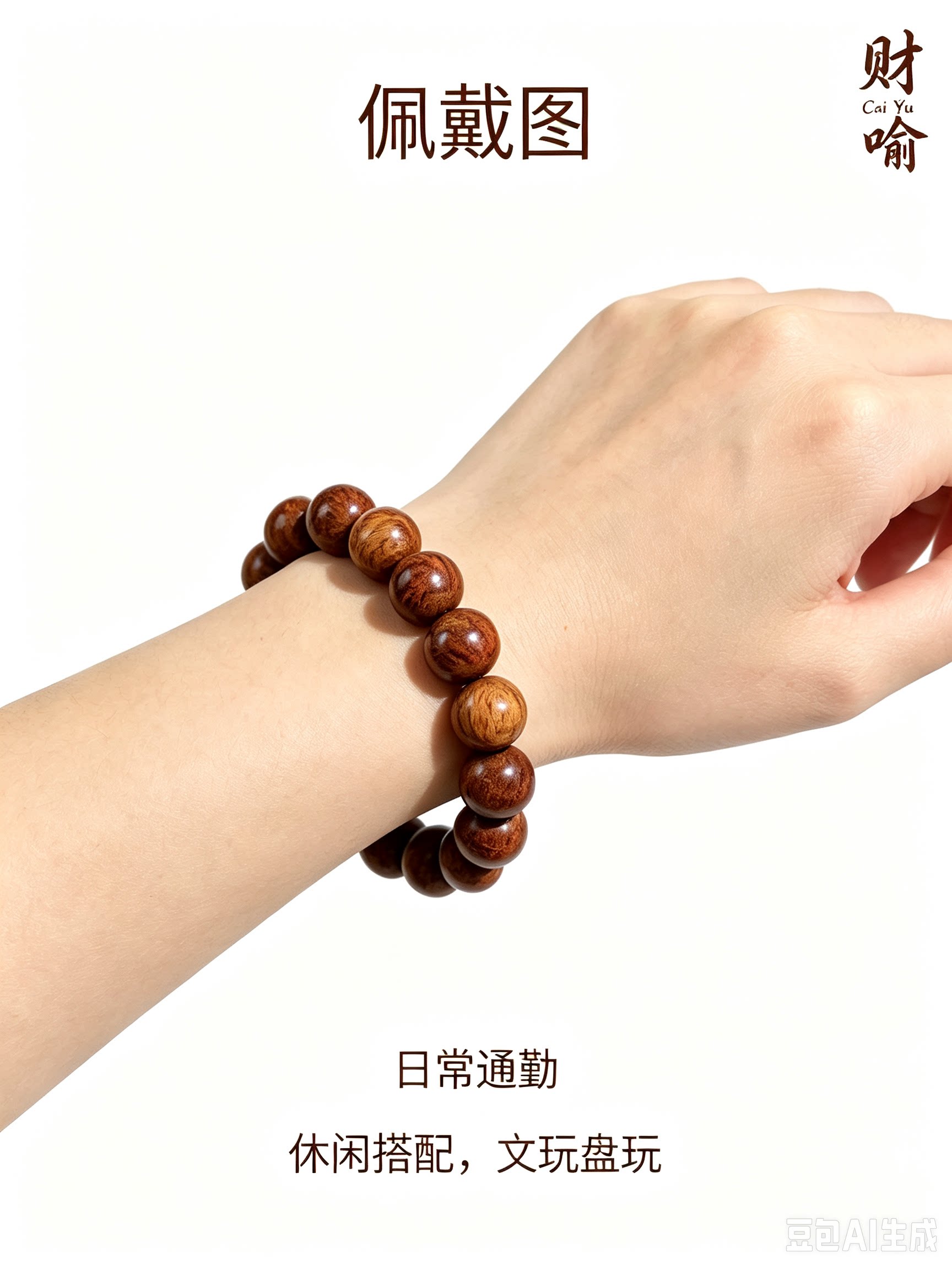 财喻黄花梨老料手串15mm15颗单圈国风把玩手链男士手腕佩戴佛珠