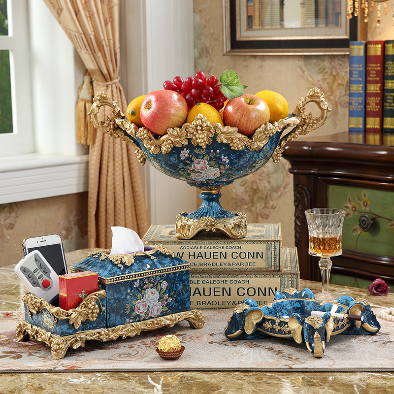 美式创意家居奢华纸巾盒高档摆设欧式客厅茶几水果盘装饰品摆件