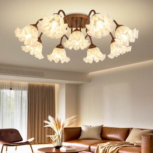 房间灯美式中古风铃兰花朵餐厅灯