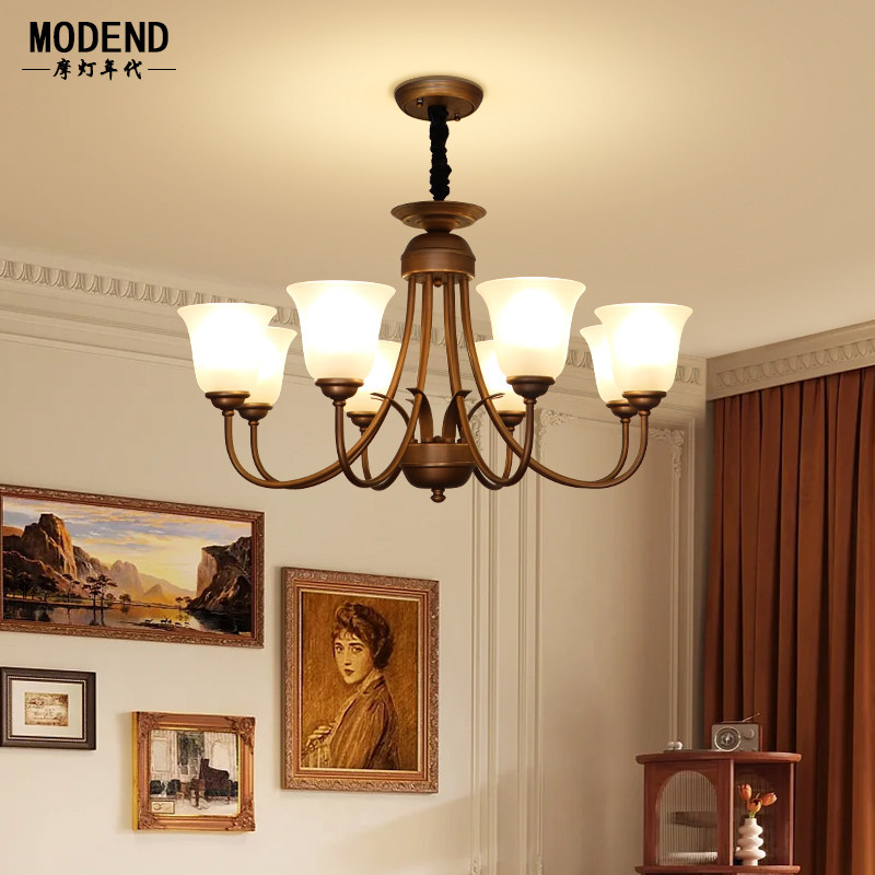 美式简约客厅灯高端中古复古vintage餐厅卧室大厅吊灯铁艺灯新款,家装灯饰光源,客厅吊灯,淘宝优惠券,粉丝福利购,淘宝优惠卷