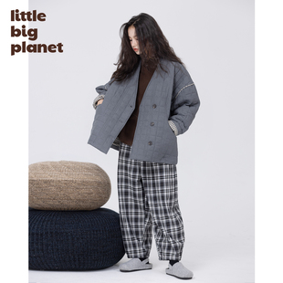 男女童方形绗缝简约外套 水洗棉夹层聚暖棉服 小小大星球童装 冬日