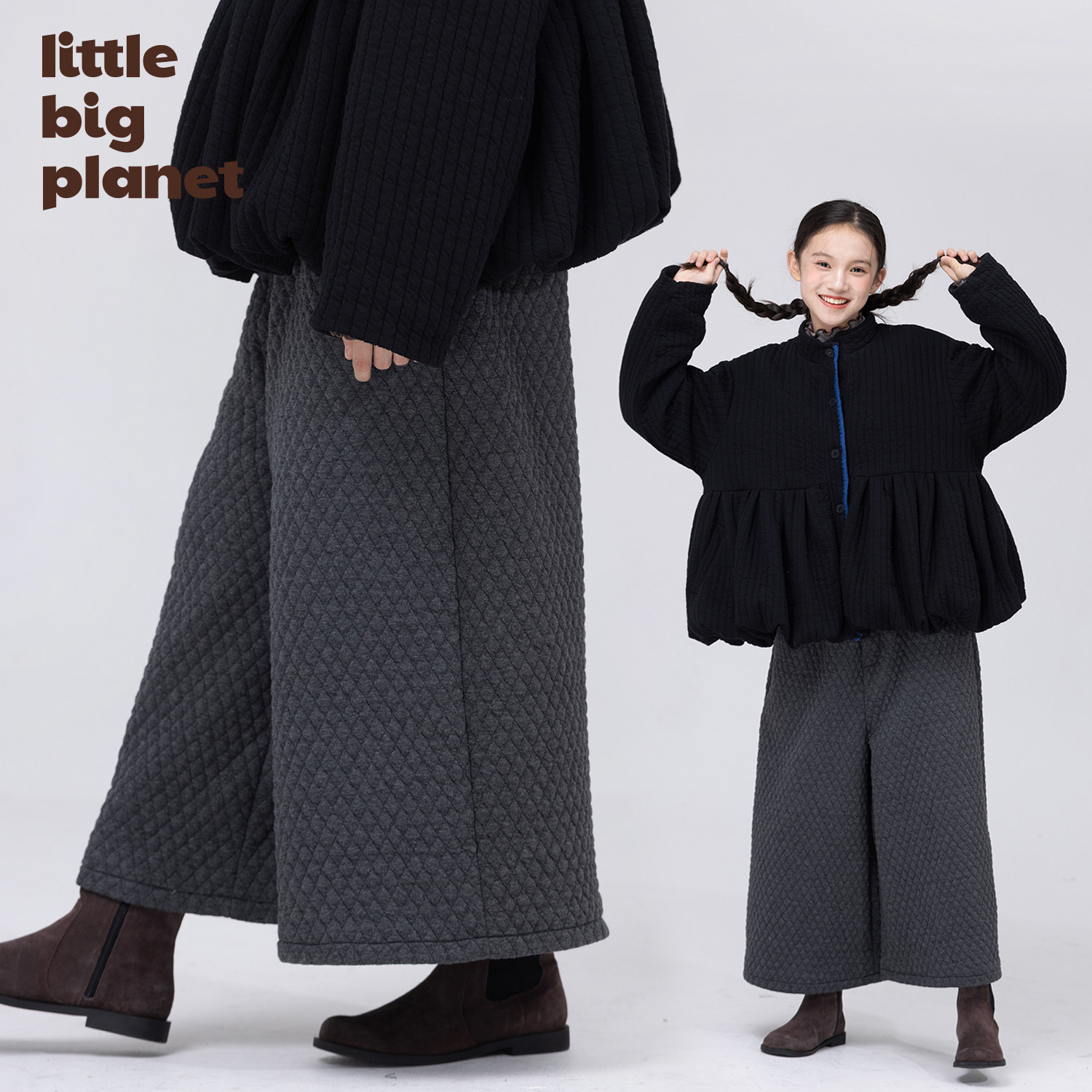 小小大星球童装 太空棉320g绗缝直筒裤 男女童秋冬宽松八分阔腿裤,童装/婴儿装/亲子装,裤子,淘宝优惠券,粉丝福利购,淘宝优惠卷