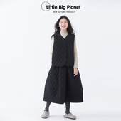 冬日女童马甲 小小大星球童装 日系花型绗缝夹棉套装 半裙两件套