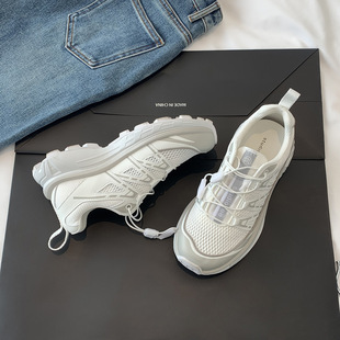 抽绳轻便休闲拼色老爹鞋女鞋葡萄妈studiolee 时髦厚底增高运动风