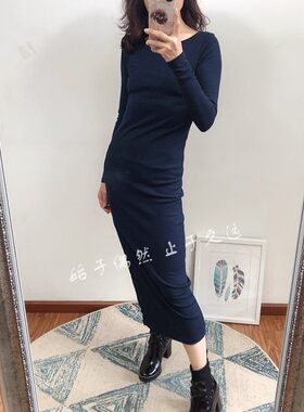 包邮回馈一场扮演2021春季针织连衣裙女长袖开叉性感时尚气质长裙