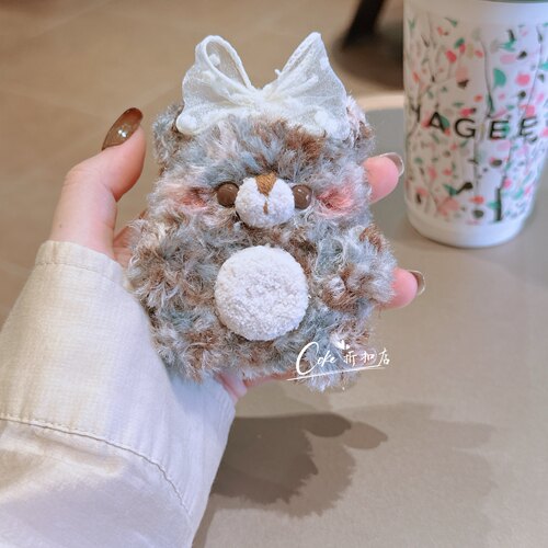 可爱小熊适用苹果3代无线蓝牙耳机盒airpods4保护套手工编织pro2