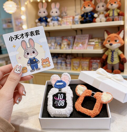小天才手表壳可爱手工编织兔狐