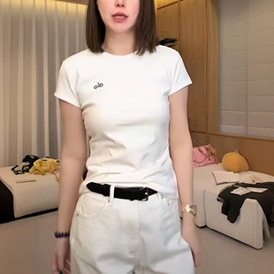 百搭基础款 短袖 字母绣花2026新款 修身 t恤 爆款 正肩纯棉上衣女夏季