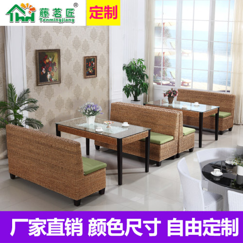 东南亚风格藤家具双人卡座藤桌椅