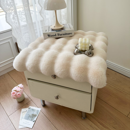 兔毛绒床头柜垫盖布餐桌布毛毯