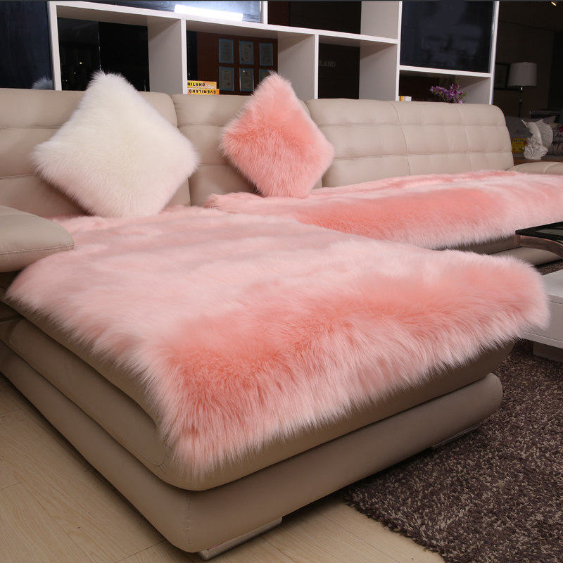 仿羊毛沙发垫欧式皮沙发坐垫防滑长毛绒加厚简约现代冬季毛绒定制