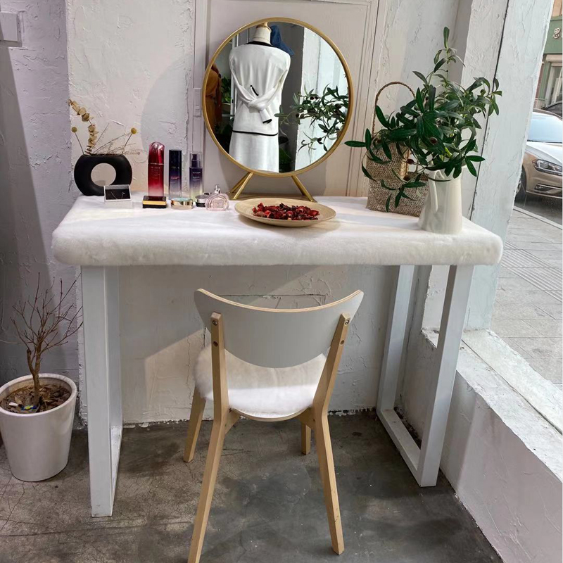 仿兔毛梳妆台毛绒垫子短毛椅垫电脑休闲椅凳垫化妆台桌面装饰垫