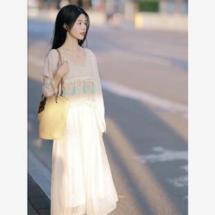 云南青海湖新疆草原川西旅游穿搭女装民族风连衣裙海边度假裙子夏