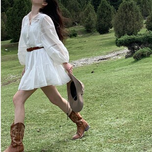 新疆川西草原旅行穿搭连衣裙云南丽江旅游小白裙适合海边拍照裙子