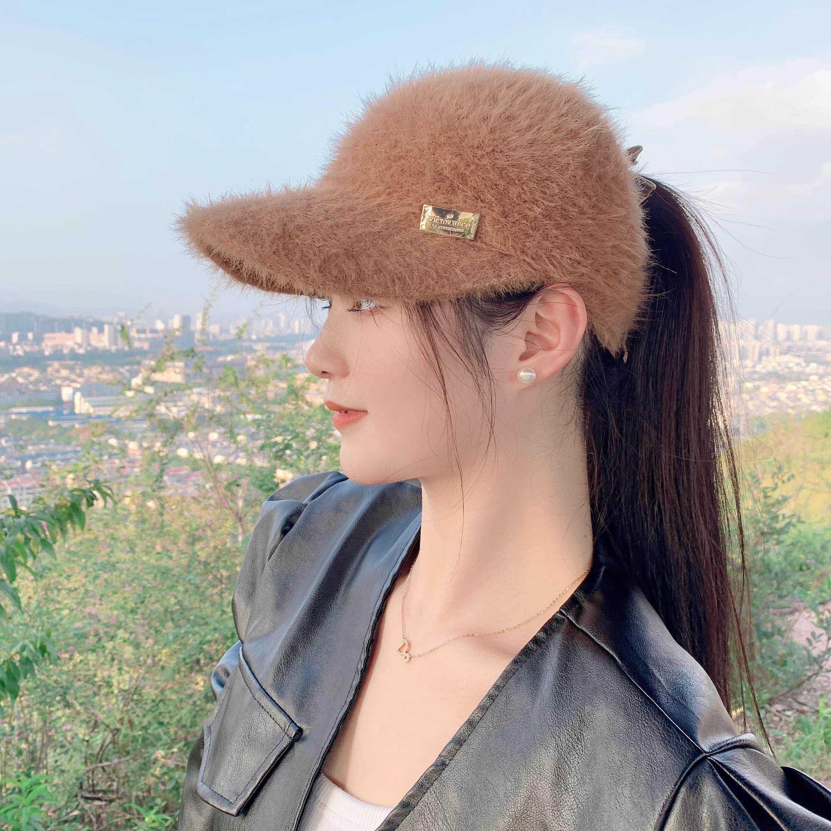 可扎高马尾半空顶鸭舌帽子女