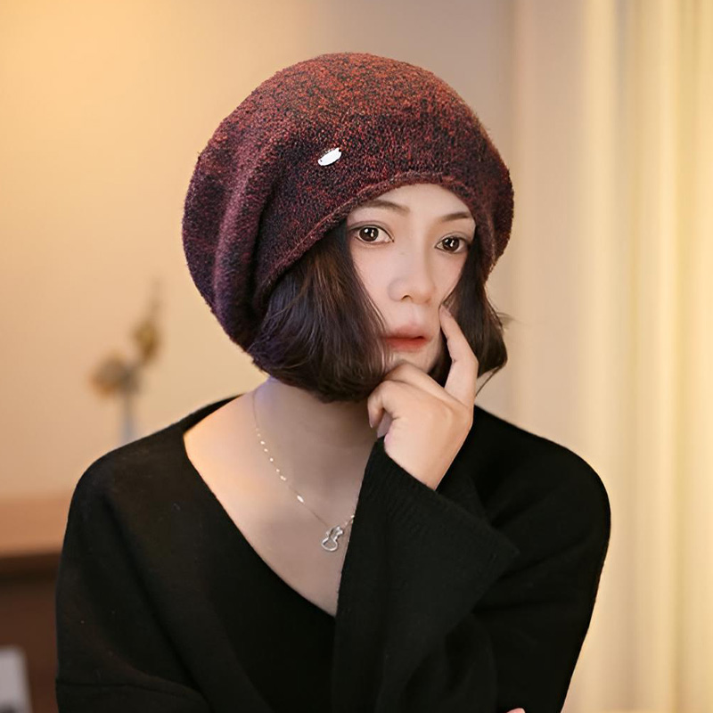 韩系针织包头帽女秋季羊毛混纺