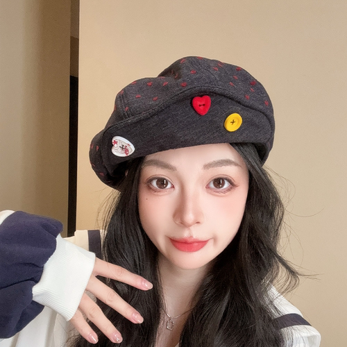 秋季女款牛仔八角报童帽显脸小