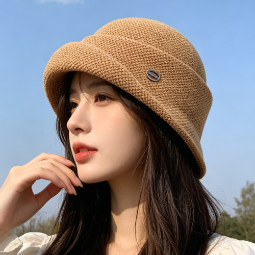 夏季女短檐防晒显脸小针织渔夫帽