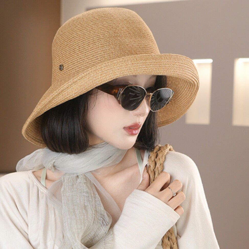 2026新款草编大檐防晒渔夫帽女