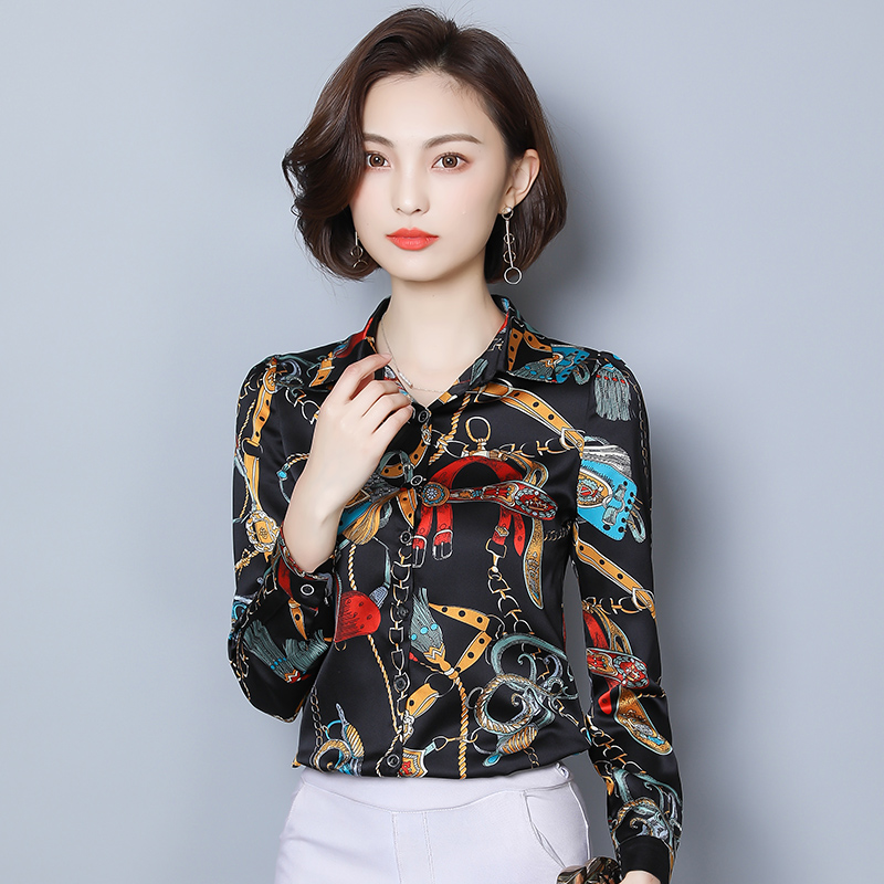 2018春装新款美欧哥弟菲长袖重磅100%真丝衬衫桑蚕丝女装欧美上衣
