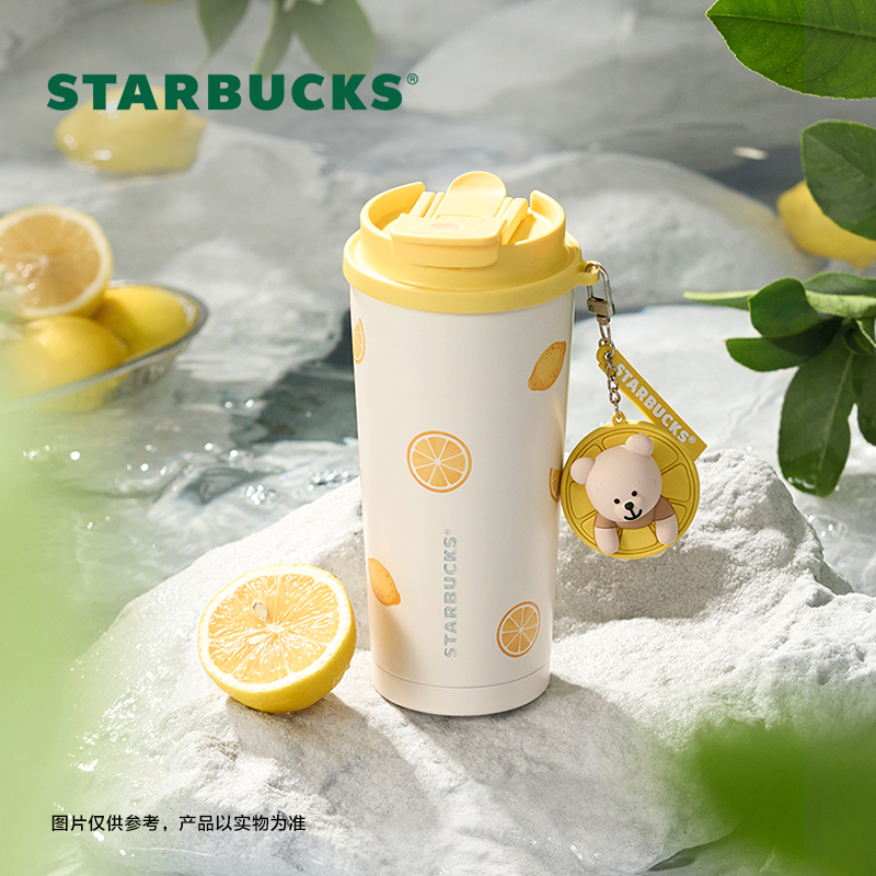 星巴克杯子双饮口咖啡杯随行杯可爱水杯高颜值桌面杯不锈钢杯