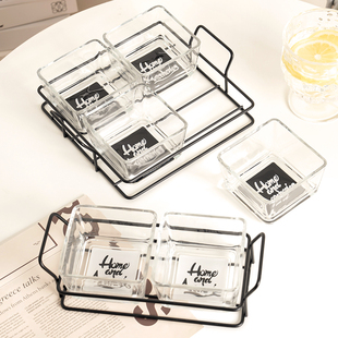 简约风北欧正方形水果盘分格多格小吃碟糖果家用果碟茶几小零食盘