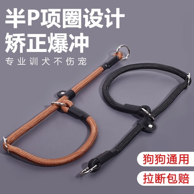 P绳项圈P绳牵引绳防脱防爆冲训犬狗脖圈小型中大型犬训练遛狗脖套