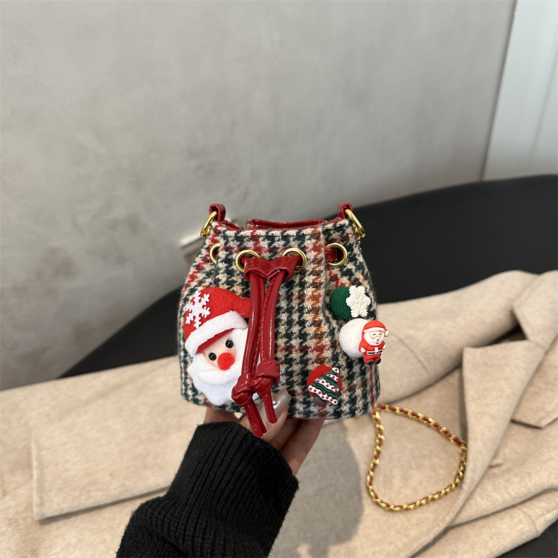 圣诞老人儿童斜挎包新年红