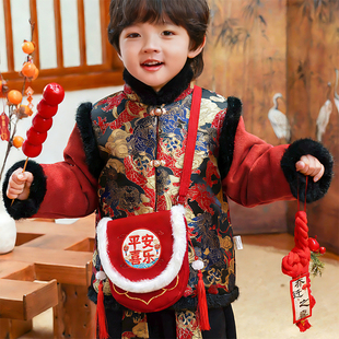 2026国风新年包包女童红色洋气斜挎包宝宝男孩拜年包马年压岁钱包