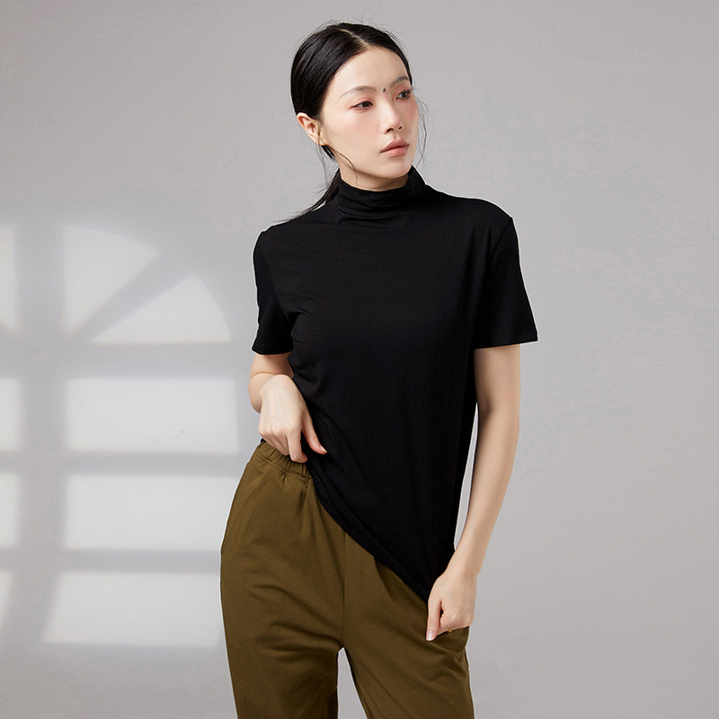 现代舞蹈练功服黑色小高领学生基训款表演长短袖男女同款舞蹈服装