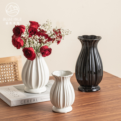 餐桌水养鲜花陶瓷花瓶摆件轻奢